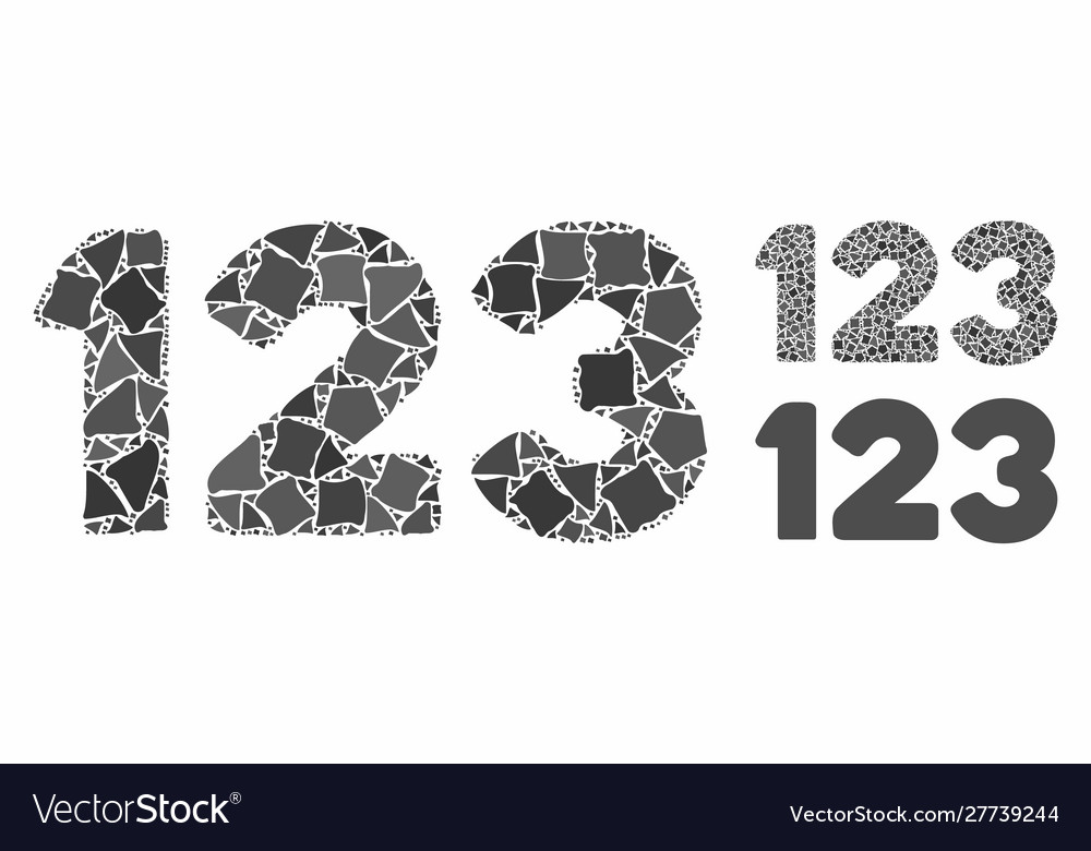 Digits composition icon uneven pieces vector image Digits composition icon uneven pieces