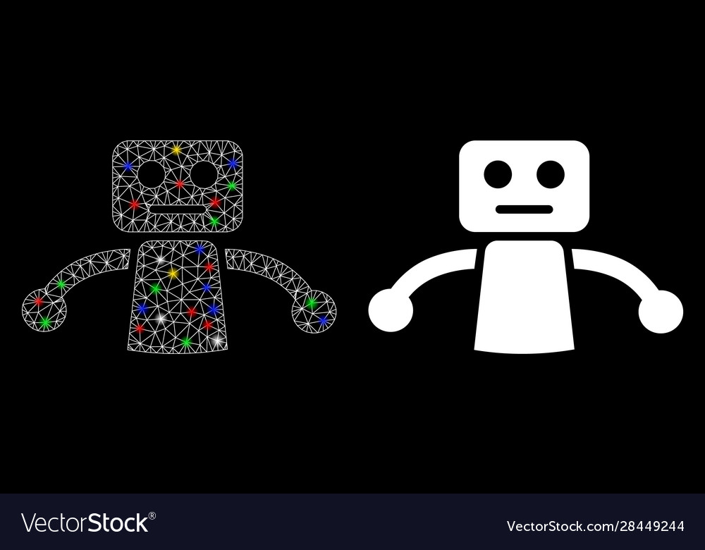 Flare mesh network robot icon with spots vector image Flare mesh network robot icon with spots