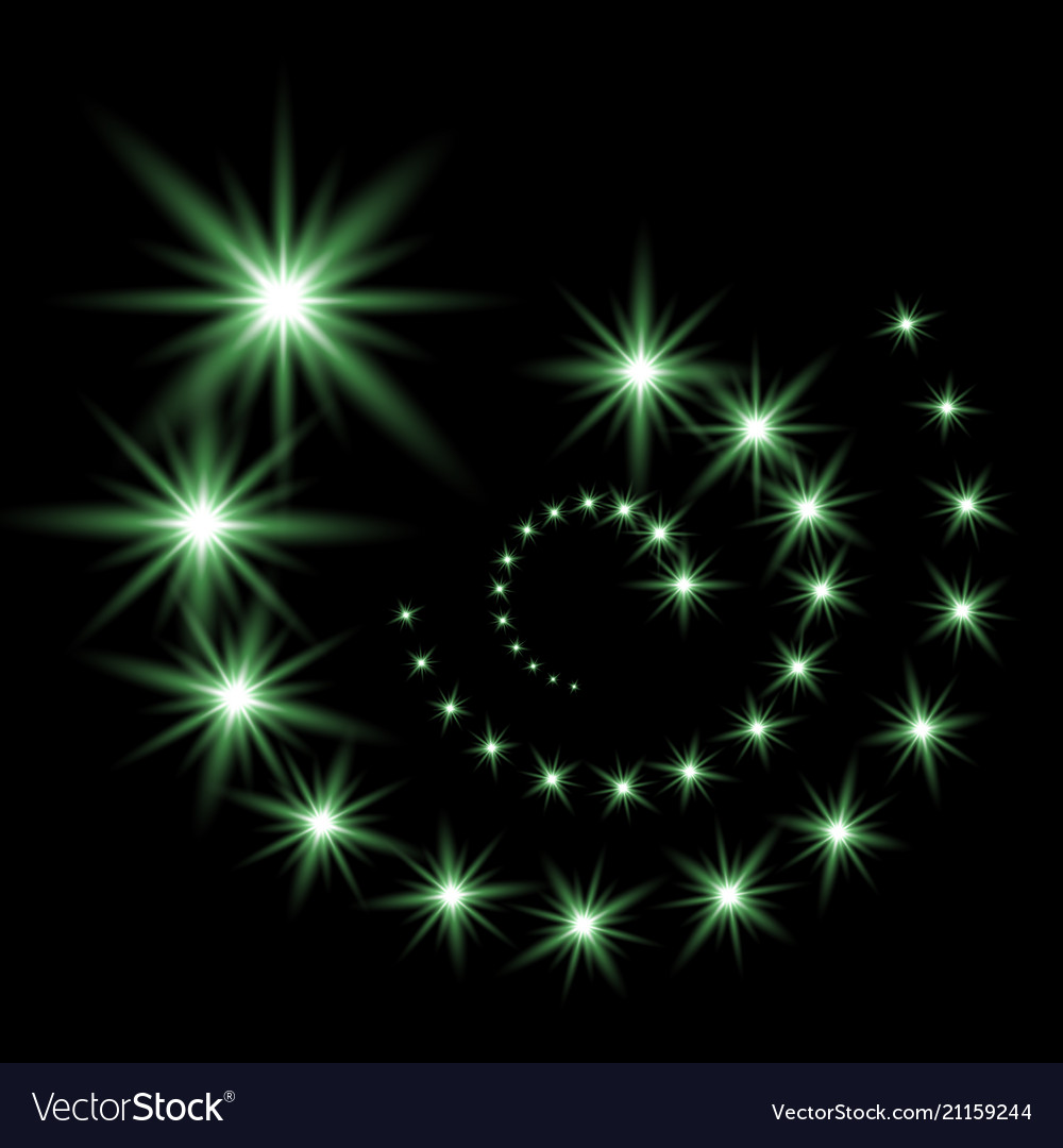 Glittering flying stars green color