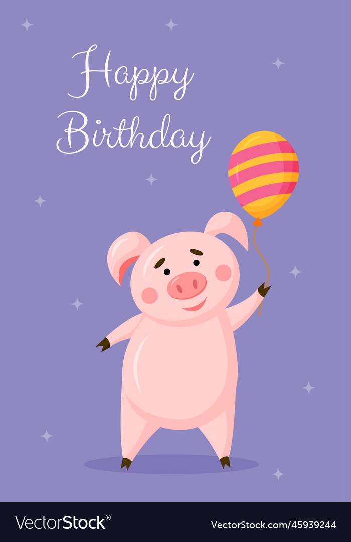 Greeting birthday card template happy cute Vector Image