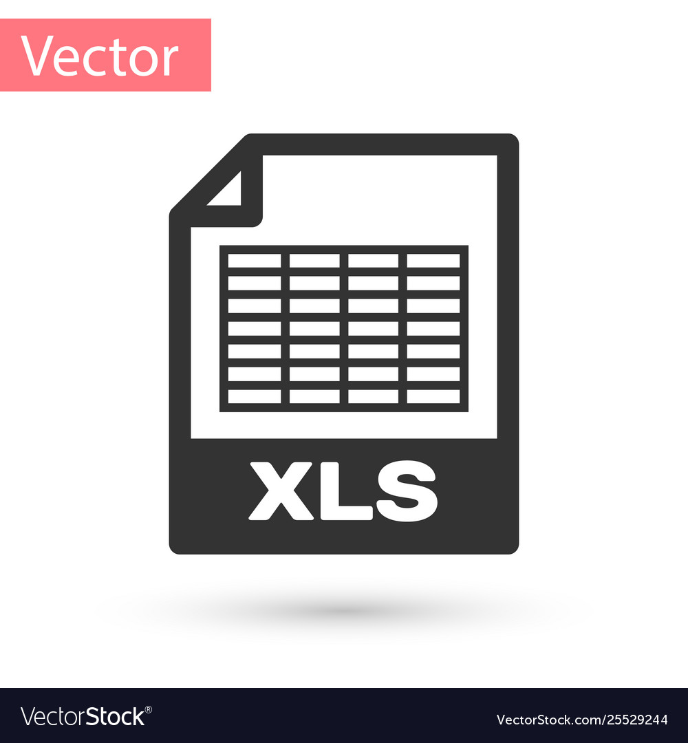 Grey xls file document icon download button vector image Grey xls file document icon download button