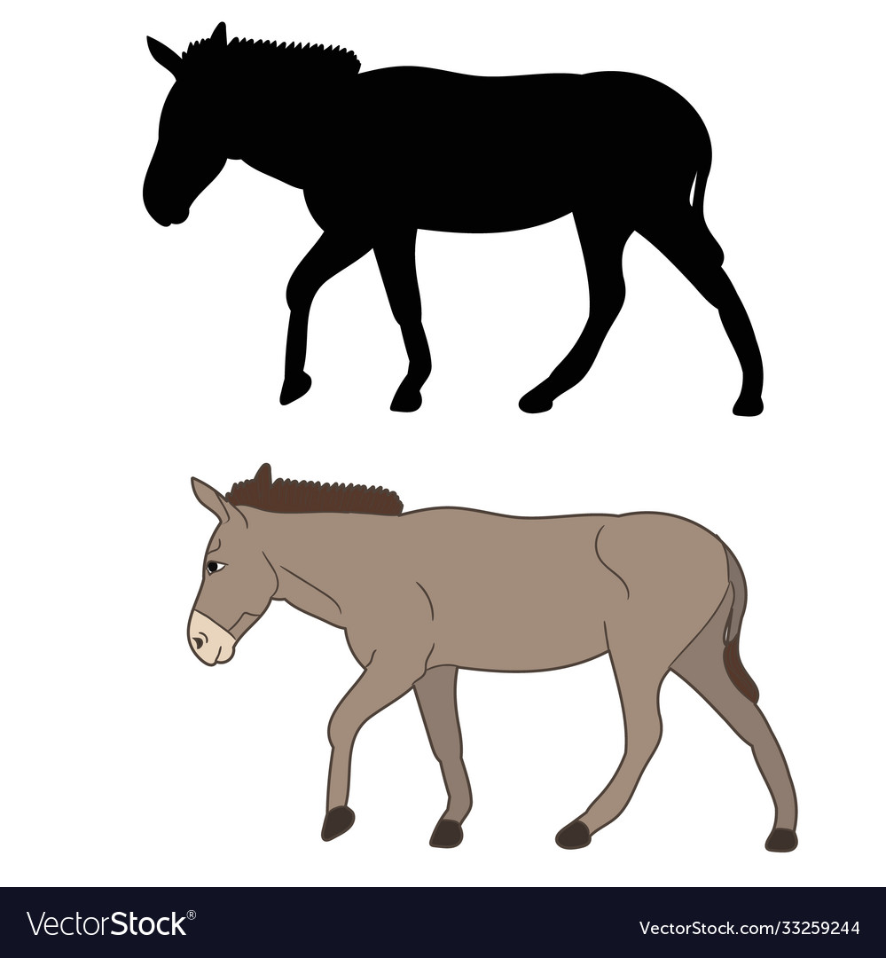 Isolierte Silhouette ein Esel geht auf weiß