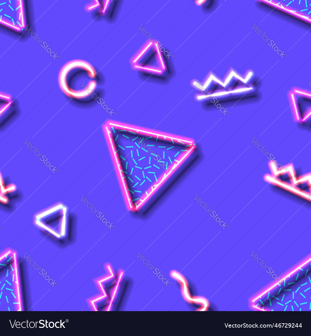 Neon seamless pattern with and 80s abstract arcade vector image Neon seamless pattern with and 80s abstract arcade