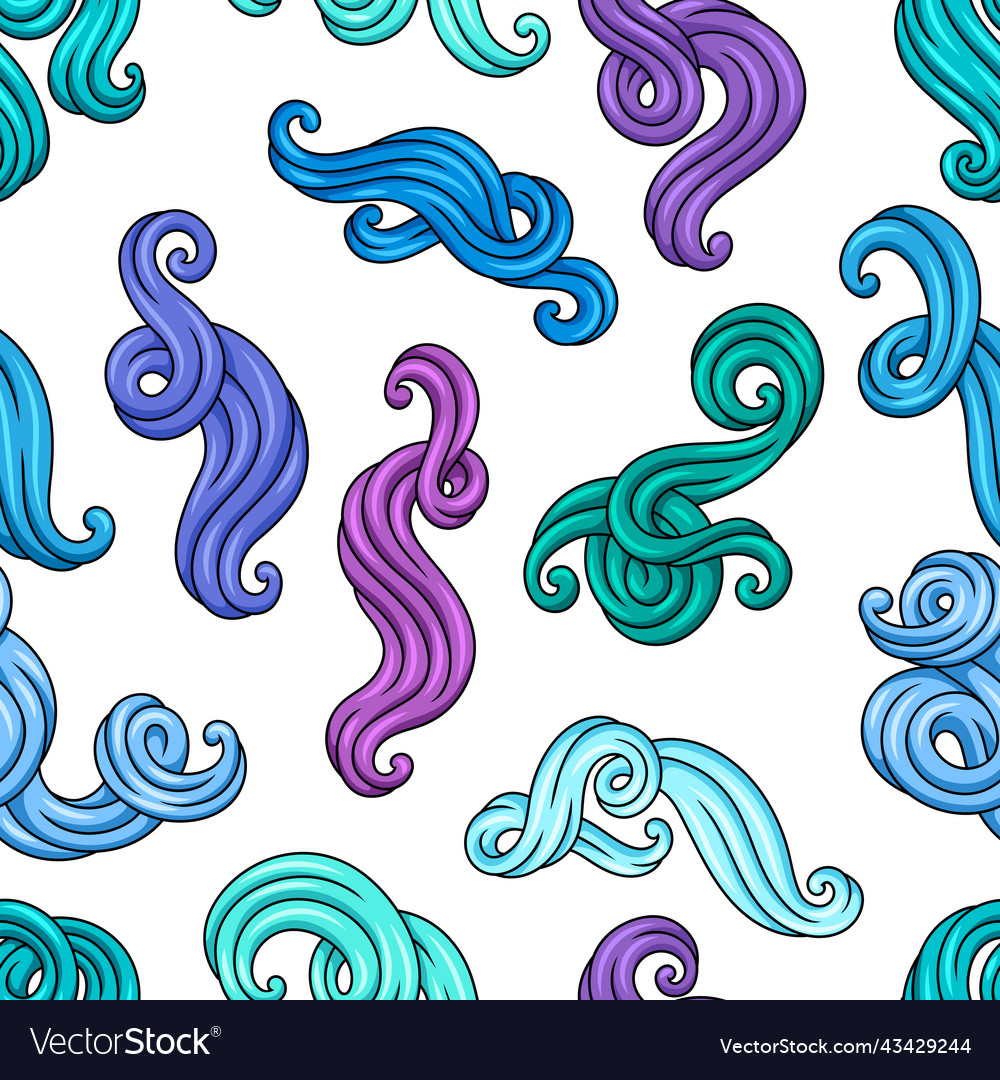 Seamless pattern with wave line curls color vector image Seamless pattern with wave line curls color