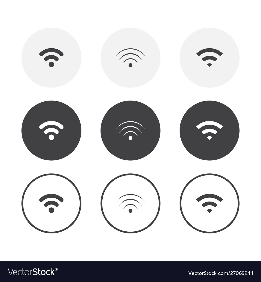 Set 3 simple design wifi icons rounded