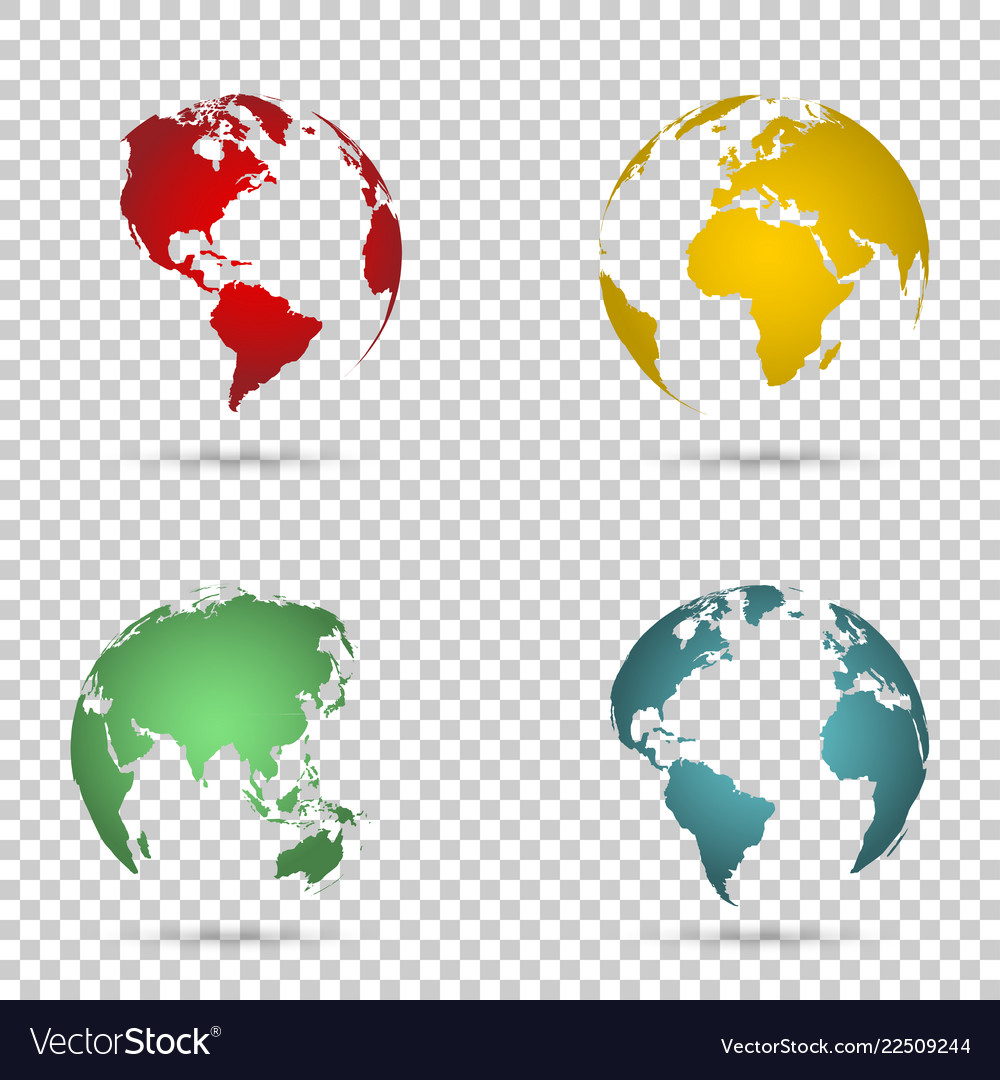 Set 3d earth globe on isolated background