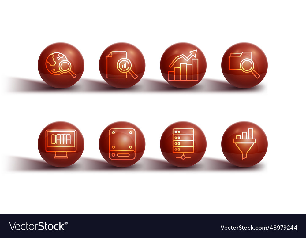 Set line search globe data analysis with folder vector image Set line search globe data analysis with folder