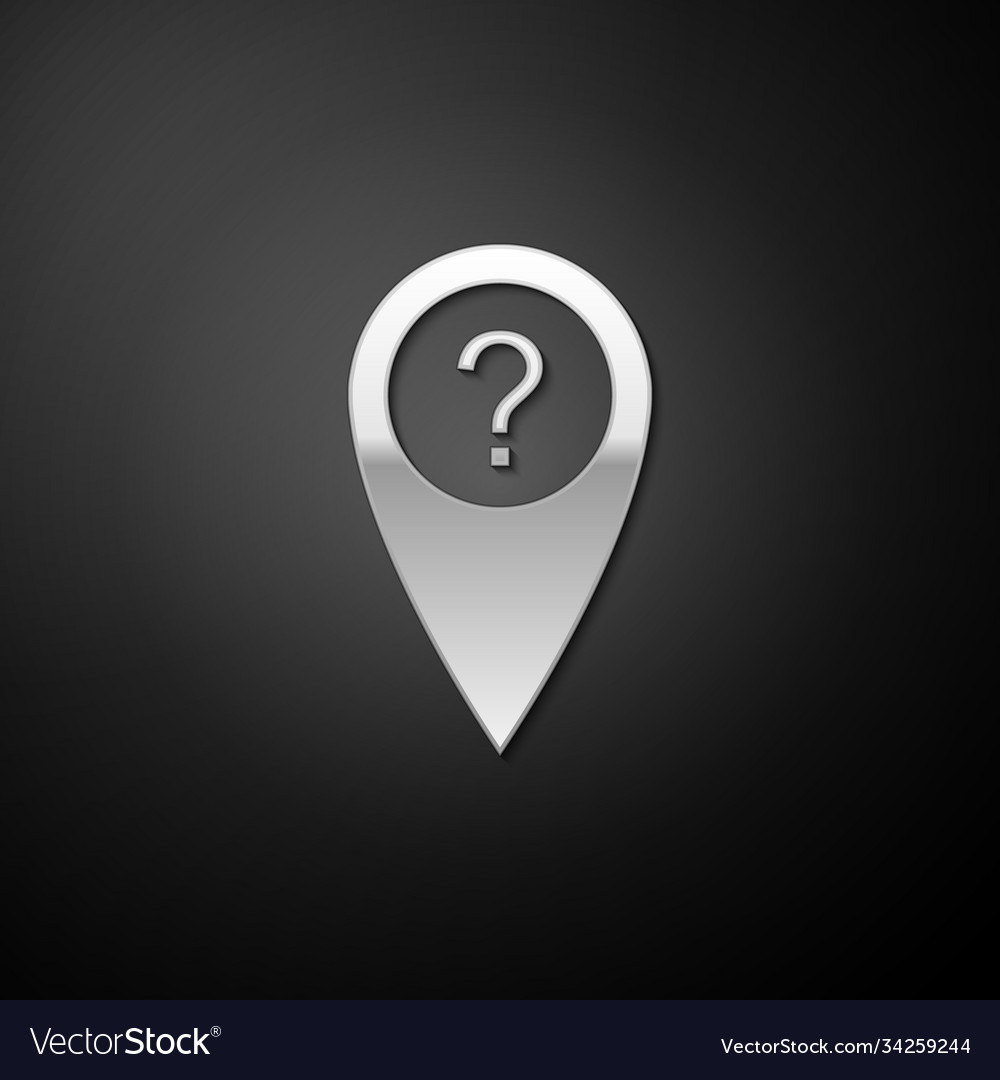 Silver map pointer with question symbol icon vector image Silver map pointer with question symbol icon