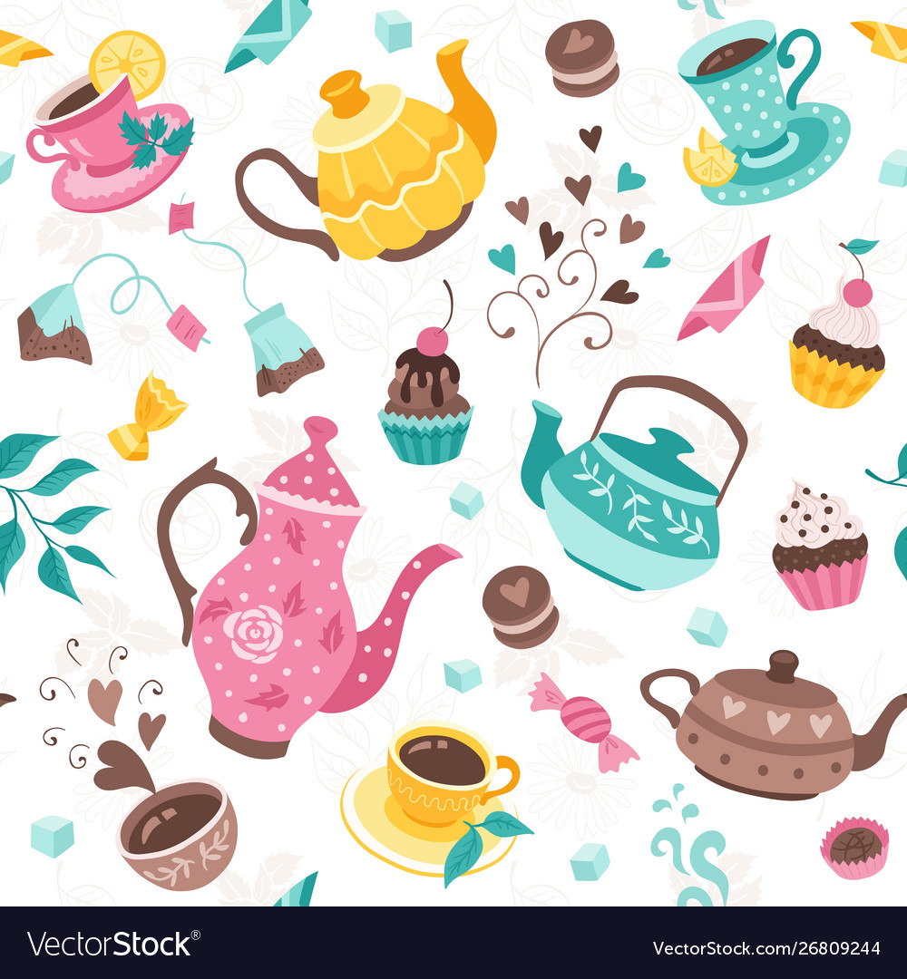 Soft Milan Apron Tea-Pots and Cups Pattern 
