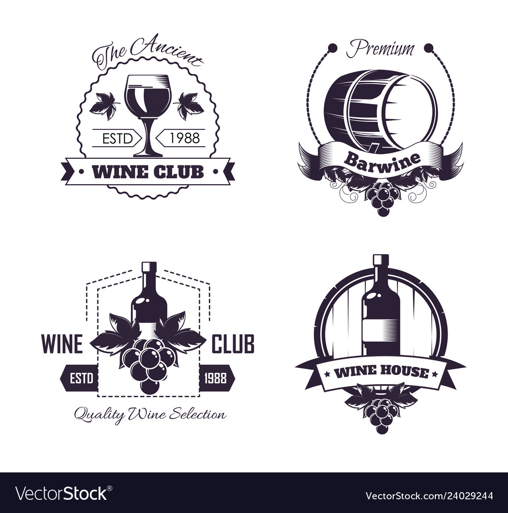 Wine club house logo templates or winemaking bar Vector Image