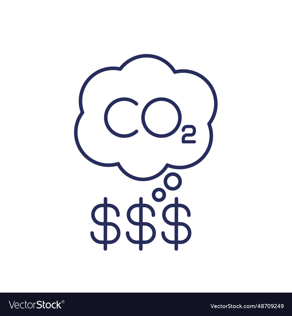 Carbon emissions cost line icon co2 gas price