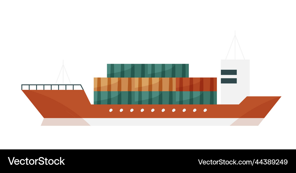 Cargo ship with containers Royalty Free Vector Image