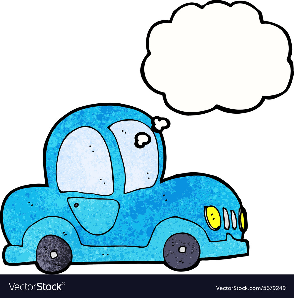 Cartoon car with thought bubble Royalty Free Vector Image