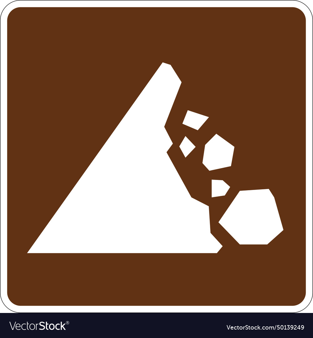 Caution falling rocks sign