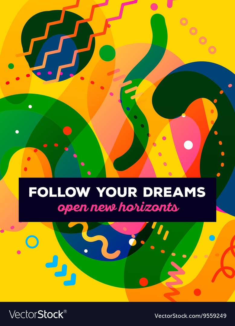 Colorful abstract composition with text o