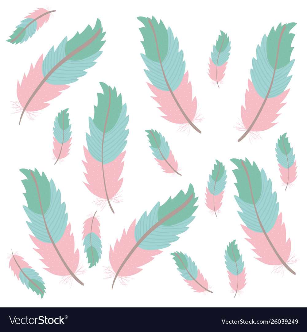 Cute bohemian feathers pattern background