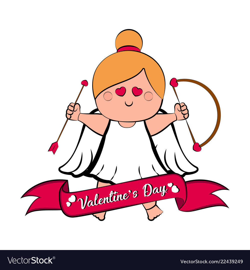 Cute cupid girl icon with bow and arrows Vector Image