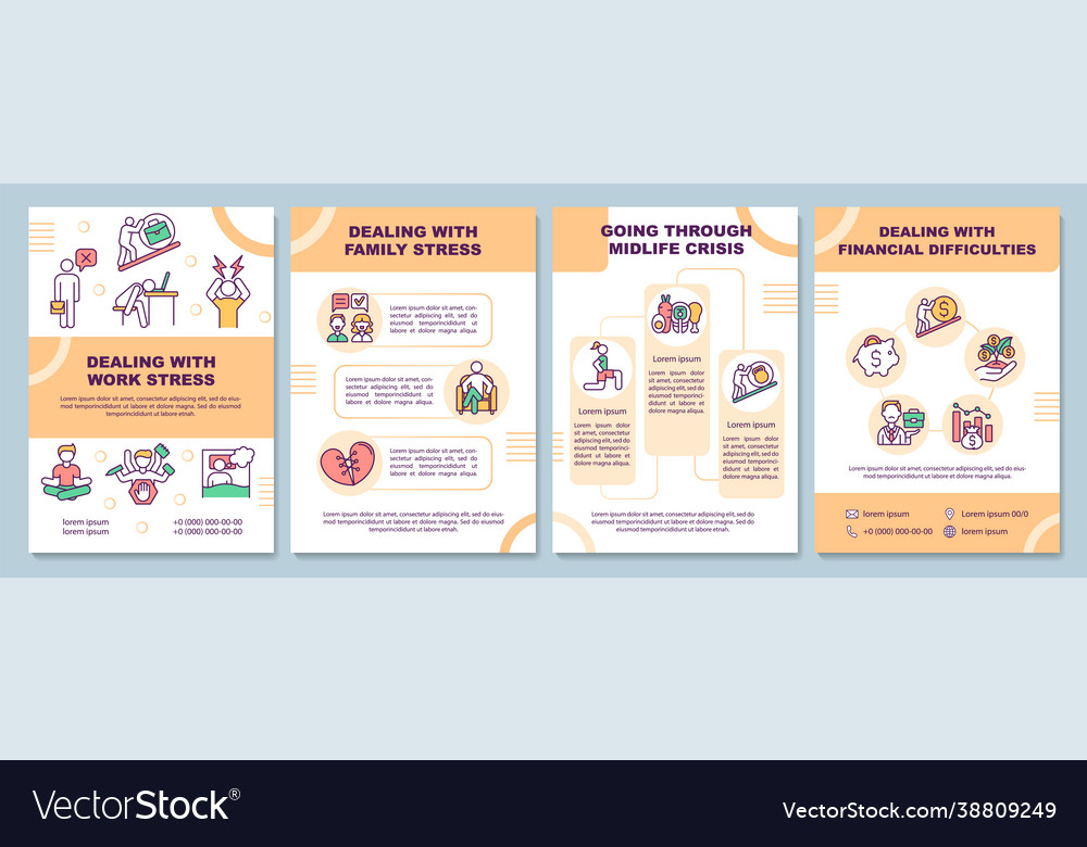 Dealing with work stress brochure template Vector Image