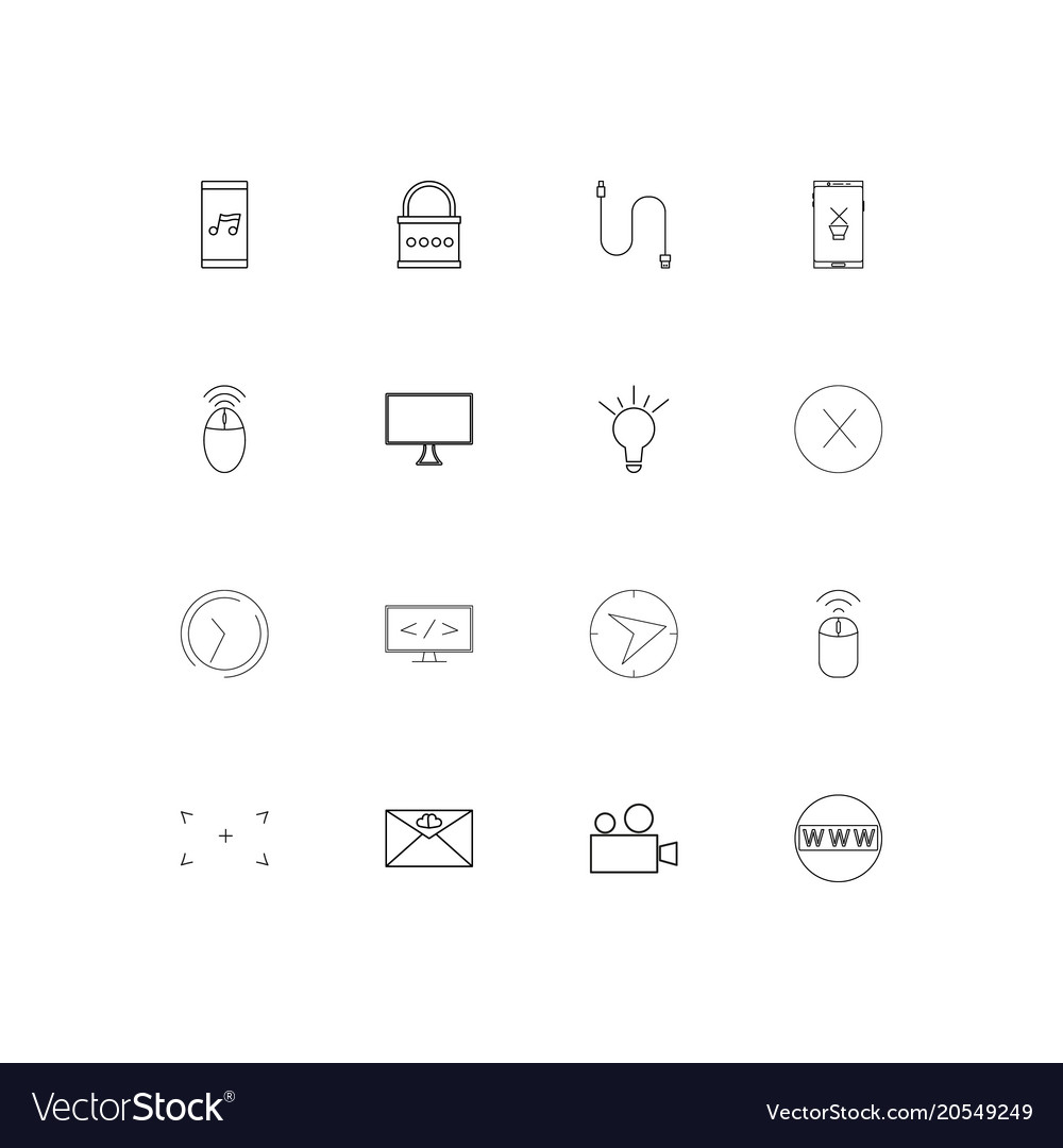 Devices simple linear icons set outlined