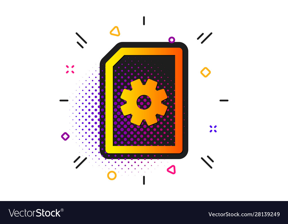 Document management icon file with cogwheel