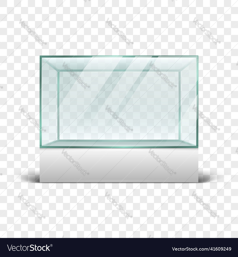 Empty transparent display glass box vector image Empty transparent display glass box