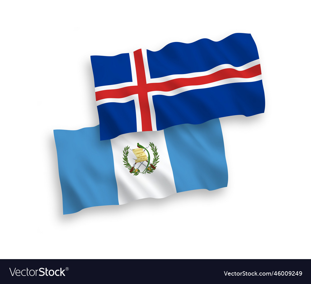 Flags of republic guatemala and iceland Royalty Free Vector