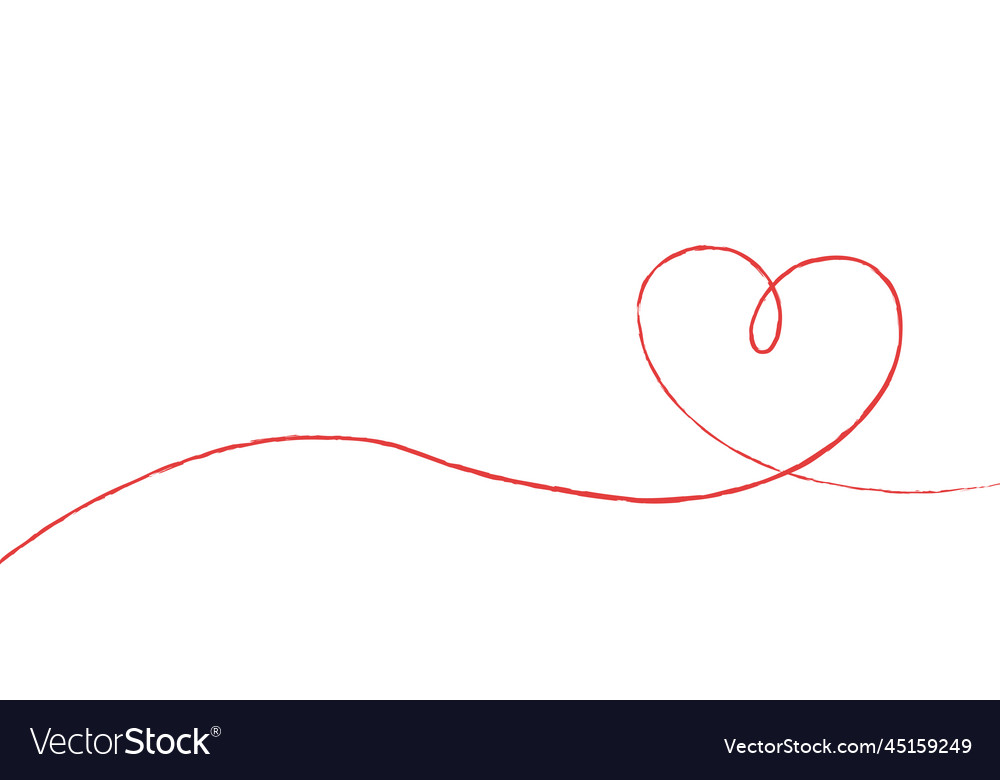 Hand sketch drawing red line heart love doodle
