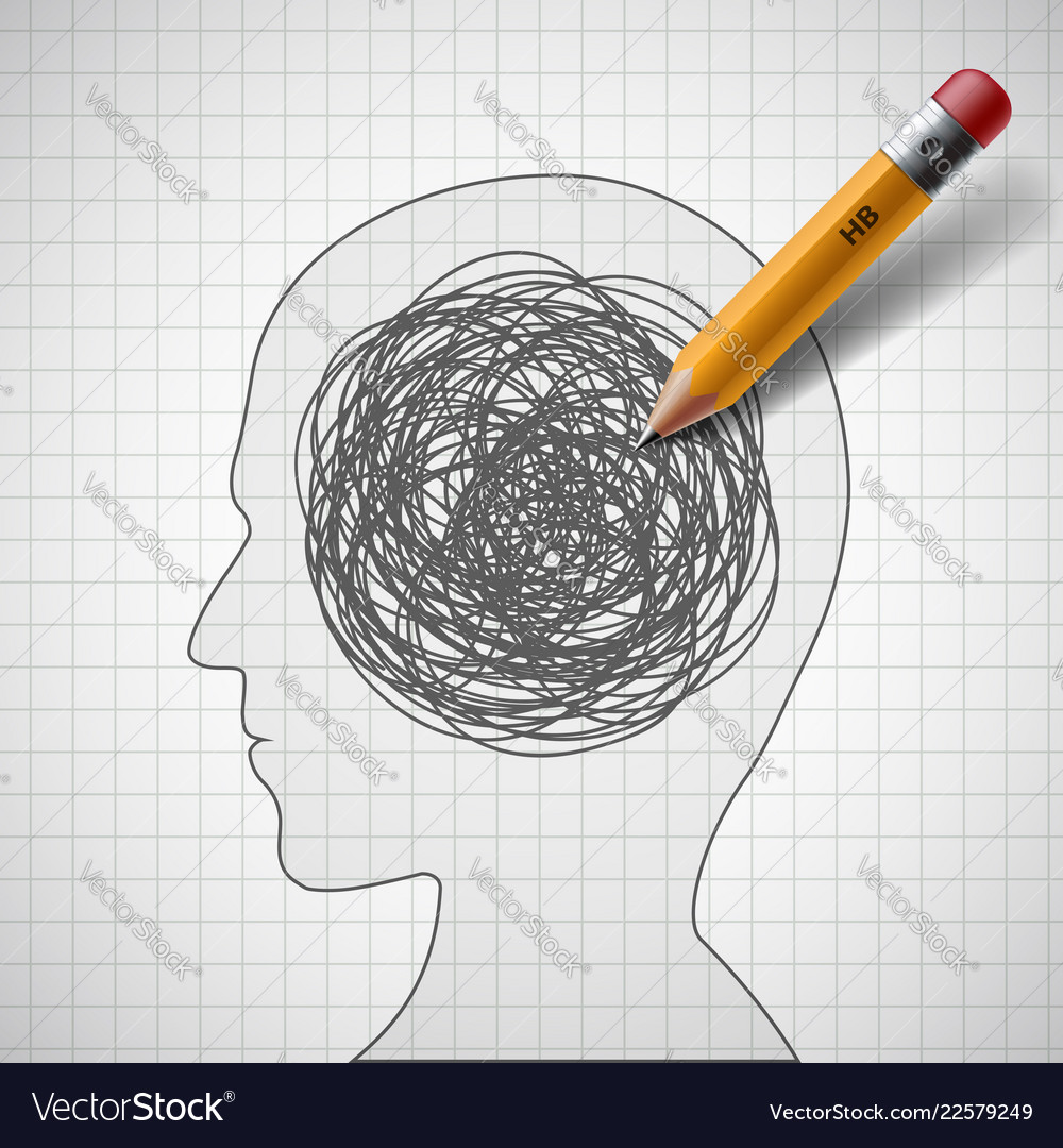 Head with a scribble Royalty Free Vector Image