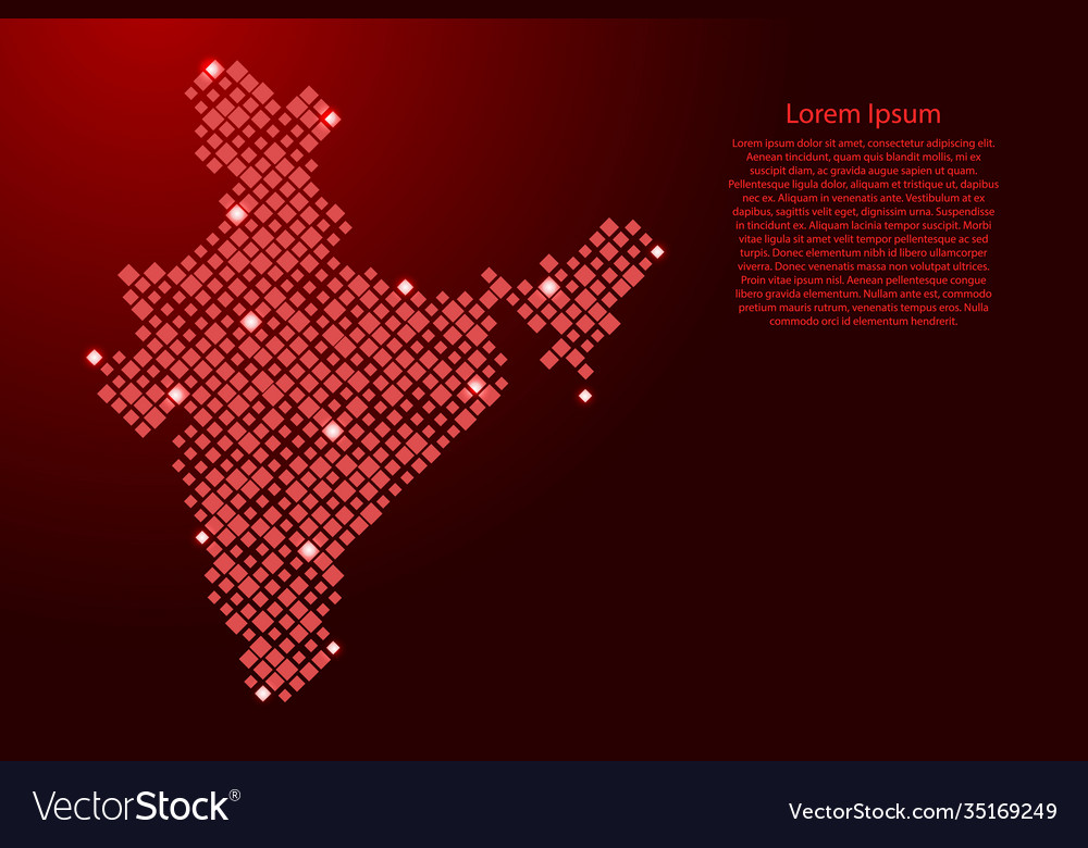 India map from red pattern rhombuses different vector image India map from red pattern rhombuses different