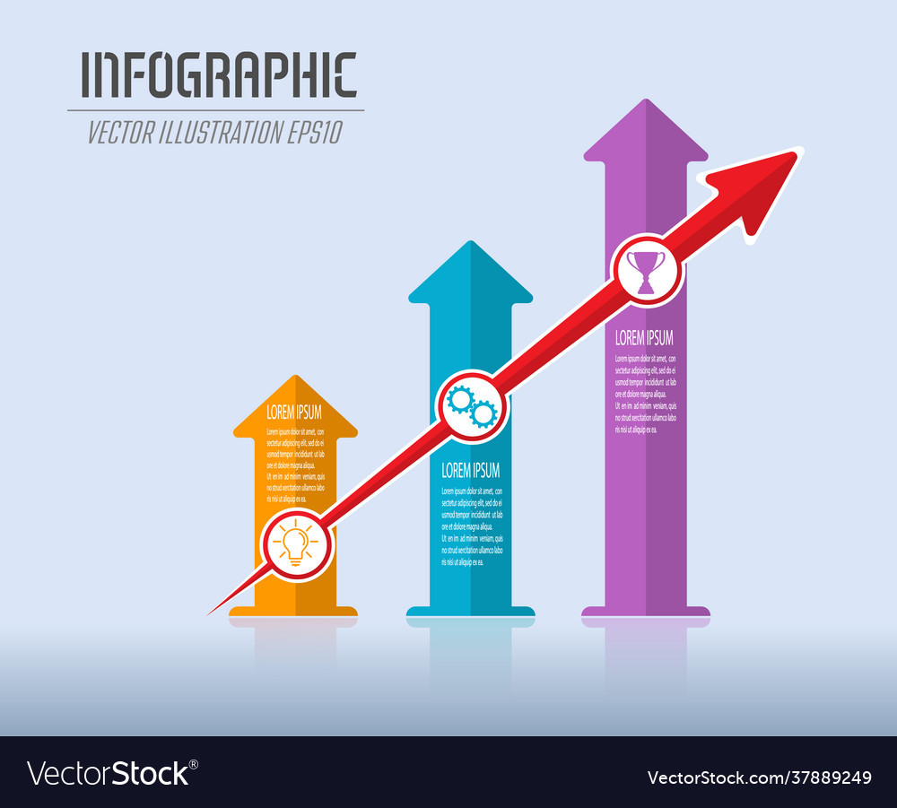 Infographics with arrows dynamic development vector image Infographics with arrows dynamic development