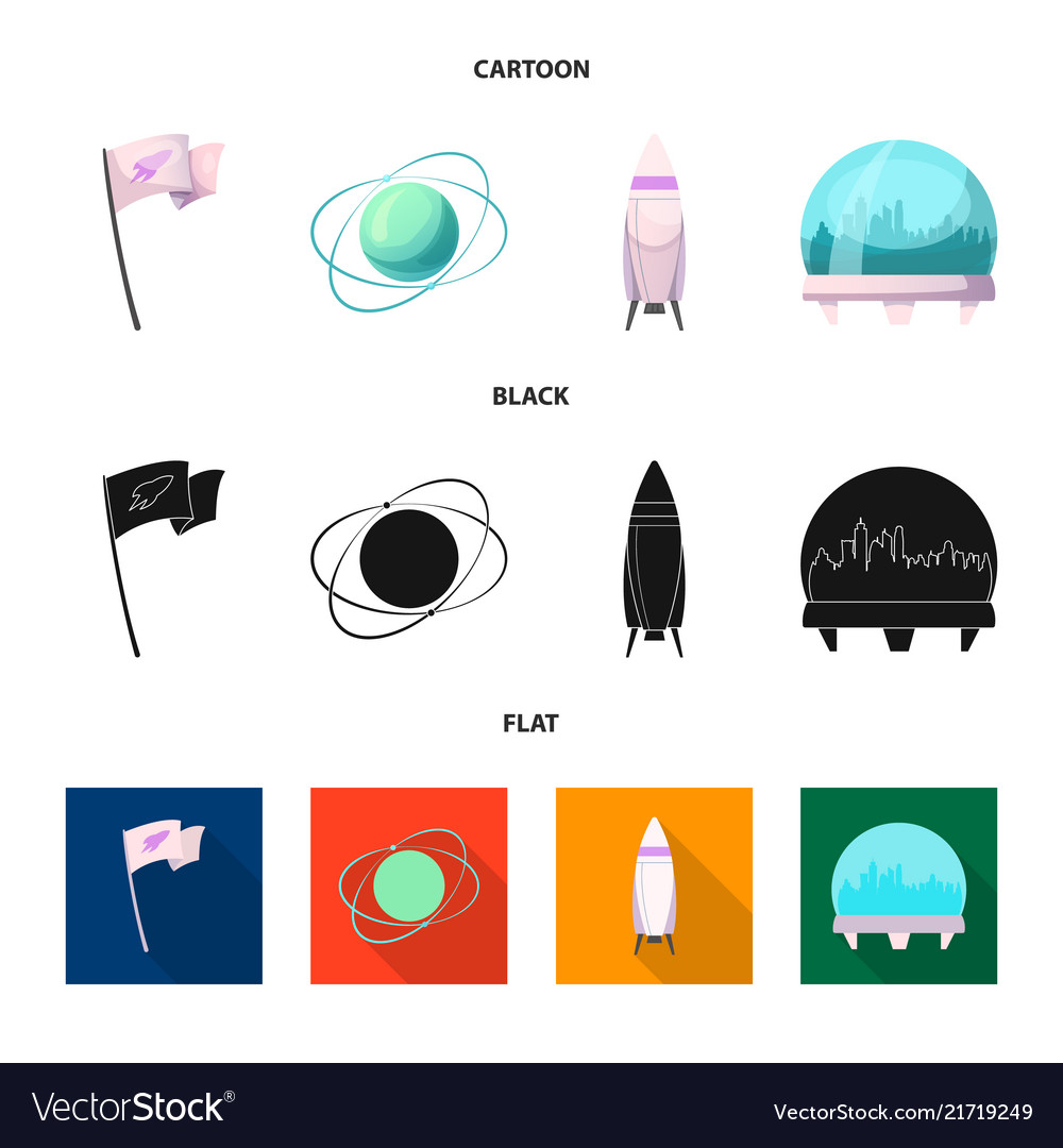 Isolated object of mars and space logo set