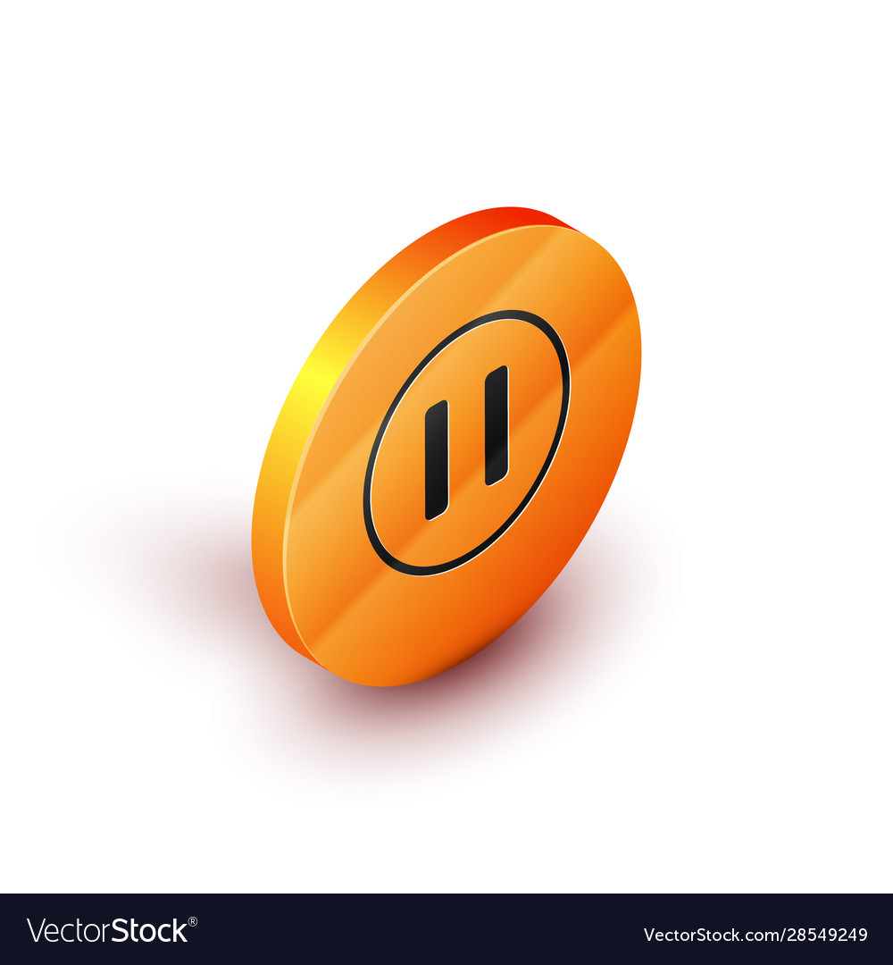 Isometric pause button icon isolated on white vector image Isometric pause button icon isolated on white