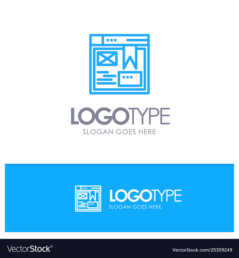 Layout web design website blue outline logo