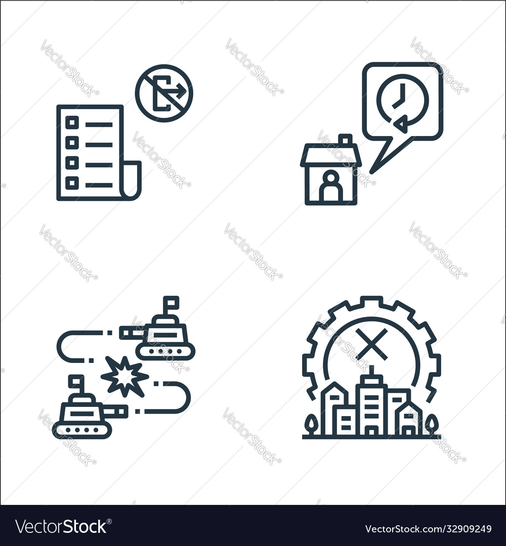 Lockdown line icons linear set quality vector image Lockdown line icons linear set quality