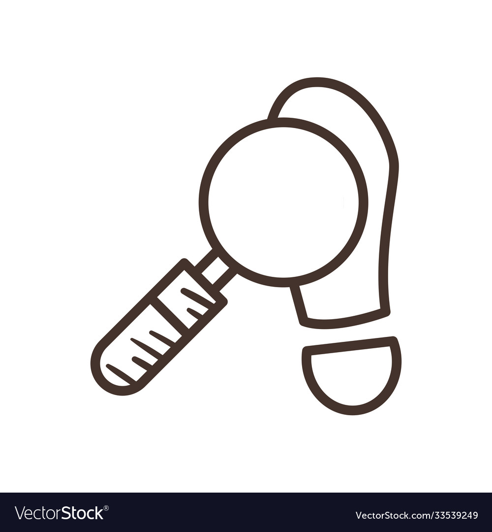 Lupe on footprint line style icon design vector image Lupe on footprint line style icon design