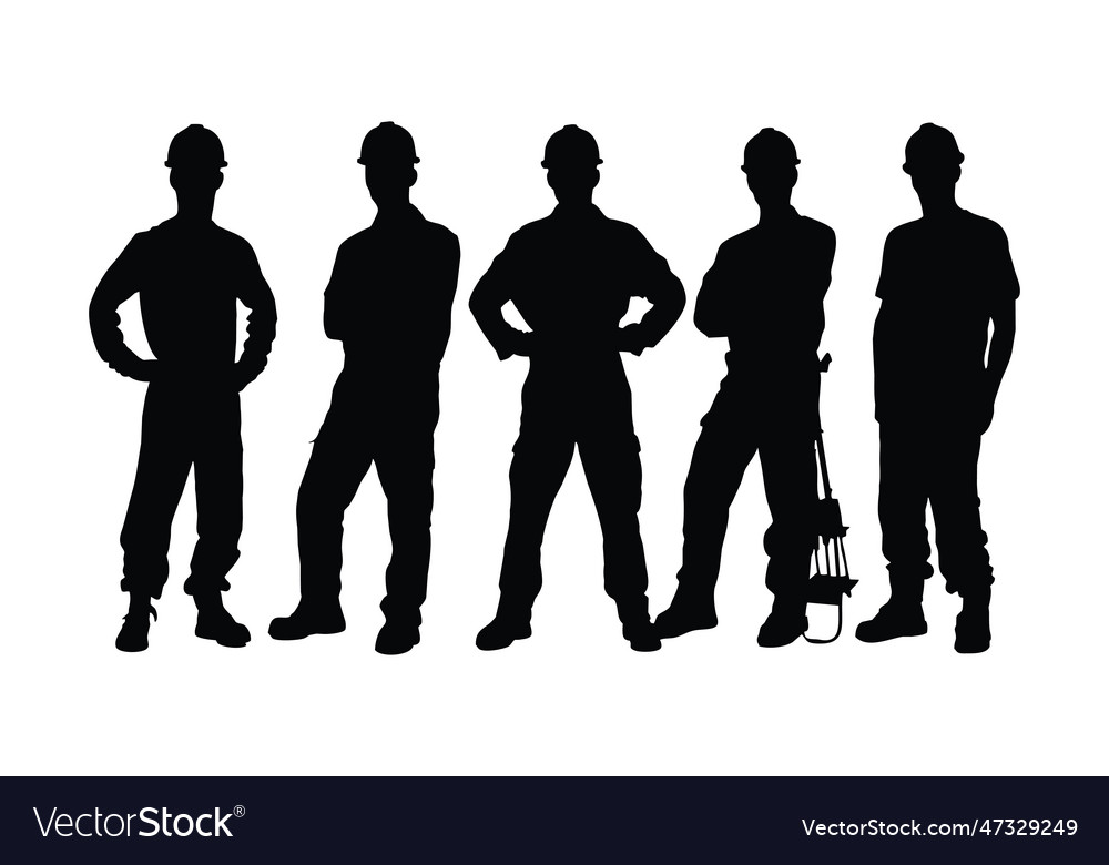 Male bricklayer silhouette collection