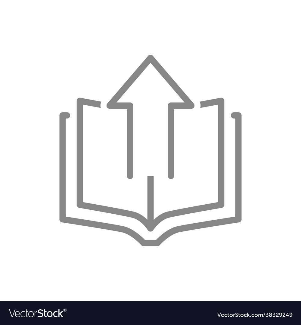 Open book with up arrow line icon loading online
