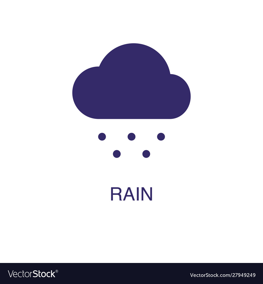 Rain element in flat simple style on white