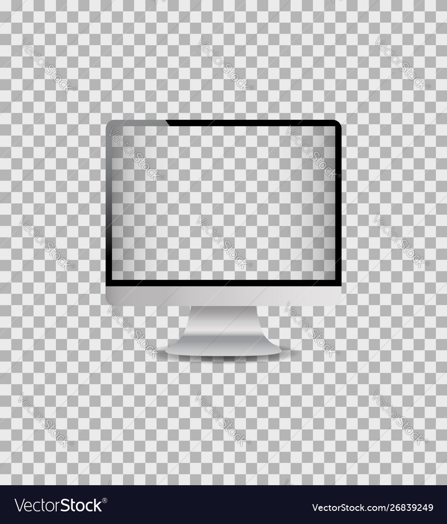Realistic mockup computer monitor with digital vector image Realistic mockup computer monitor with digital