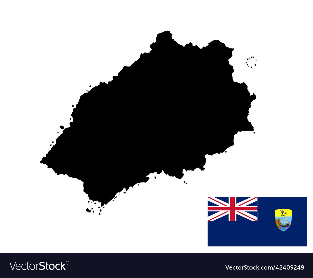 Saint helena map and flag silhouette