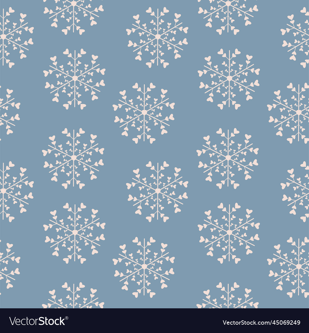 Seamless pattern with different snowflakes snow