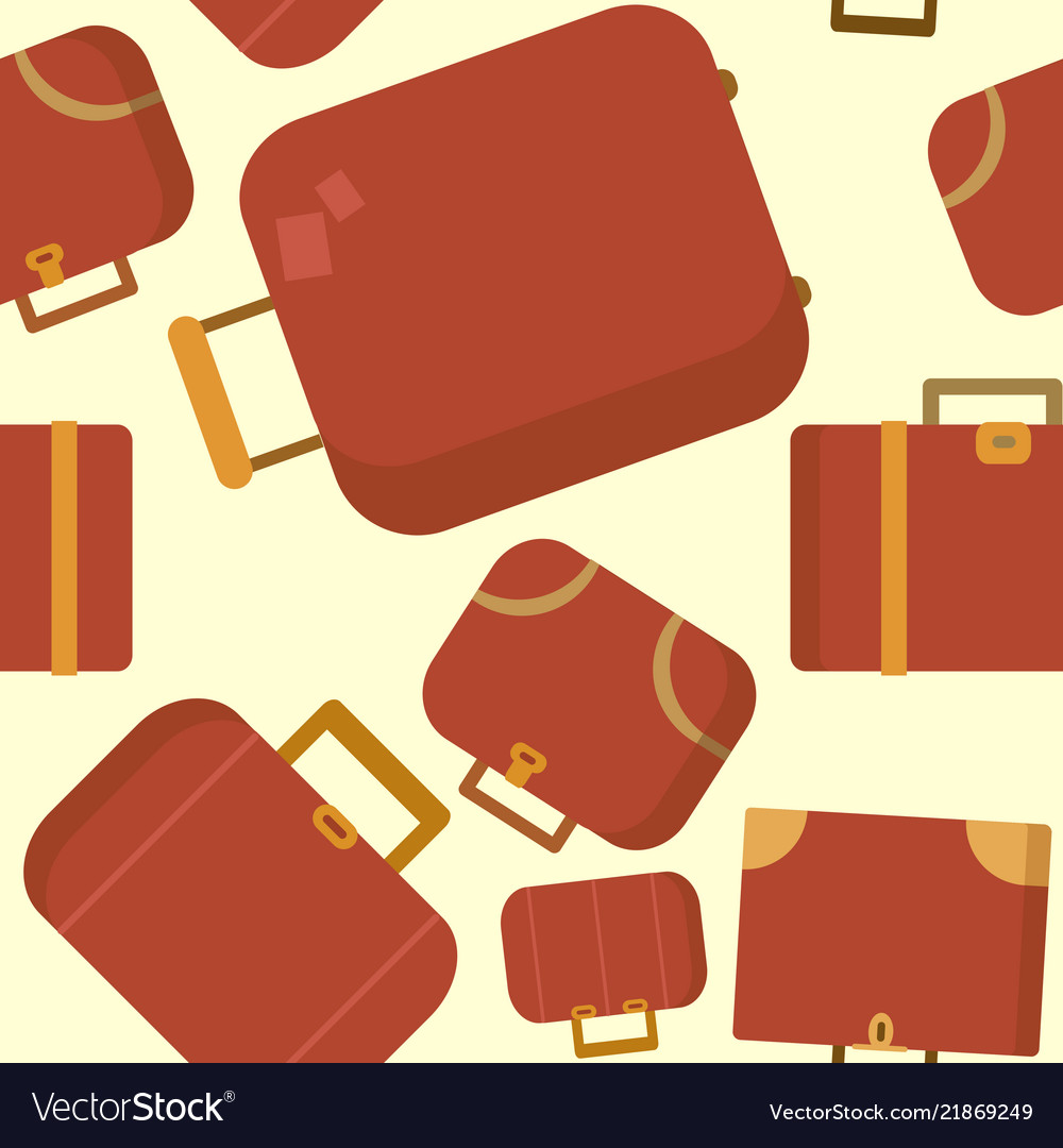 Seamless pattern with red suitcases flat vector image Seamless pattern with red suitcases flat