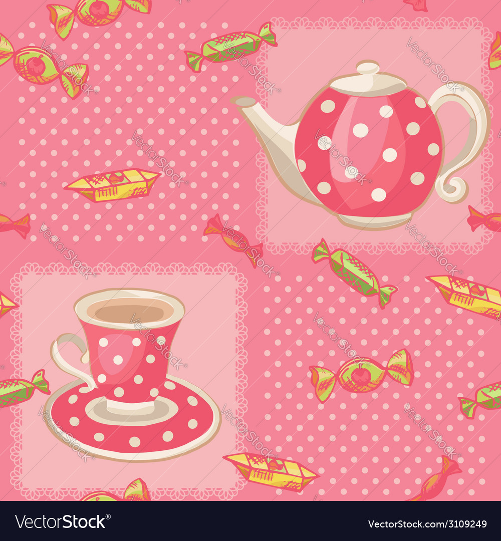Seamless pattern with tea set