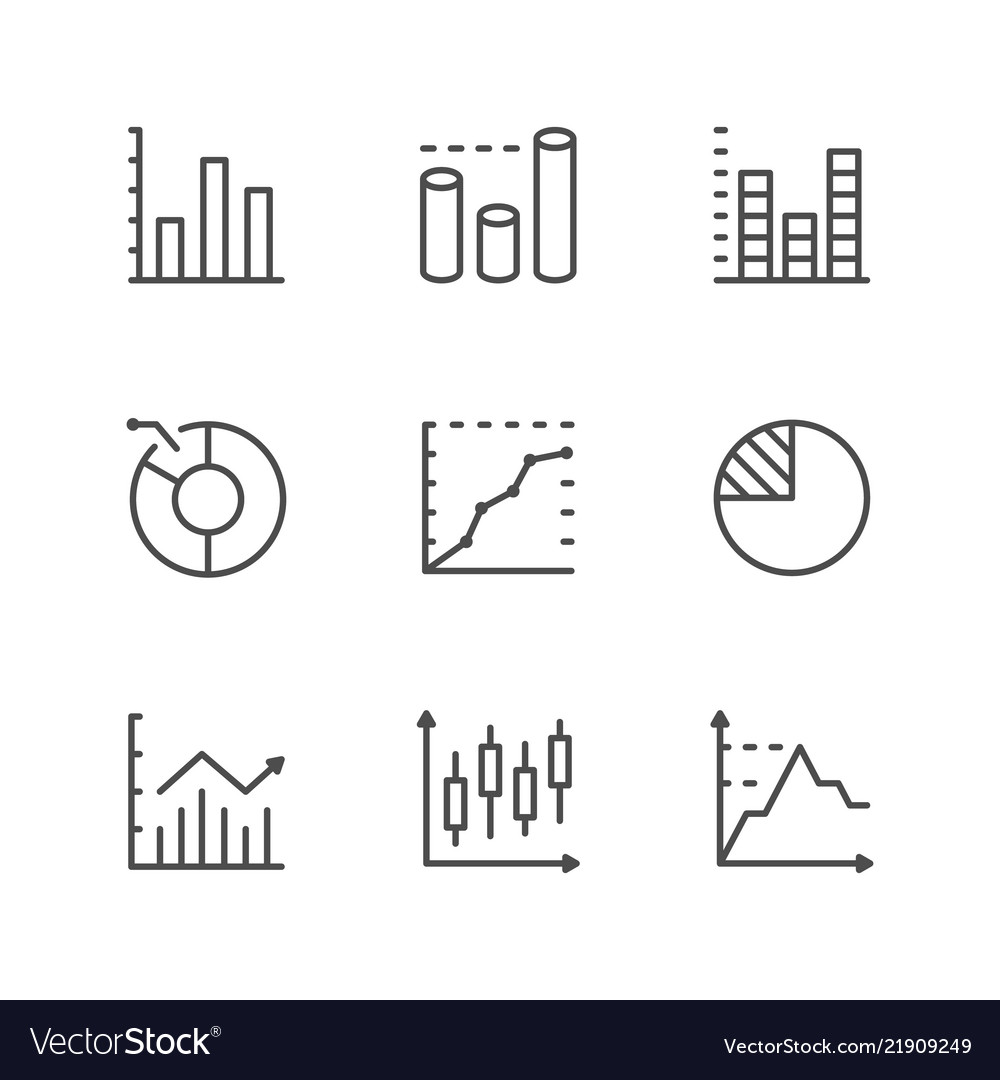 Set line icons of graph and diagram Royalty Free Vector