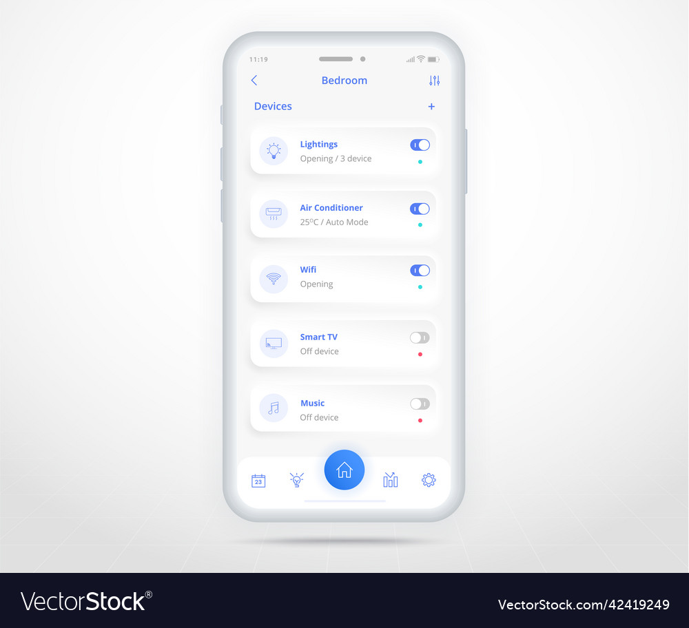 Smartphone smart home controlled app ux ui iot vector image Smartphone smart home controlled app ux ui iot