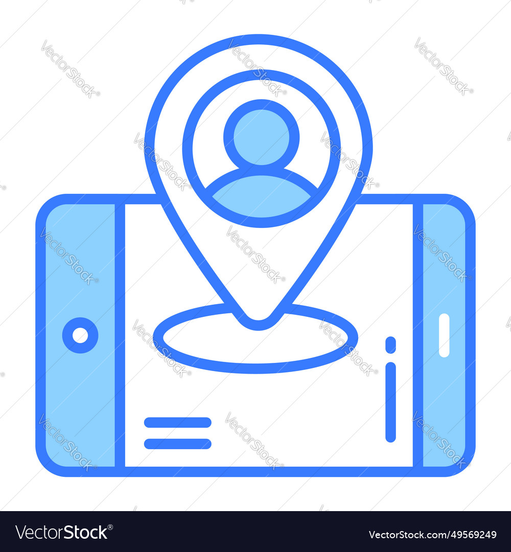 User inside location pin with mobile