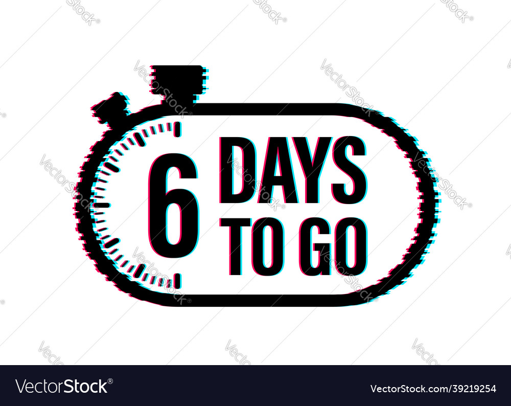 6 days to go countdown timer clock icon time