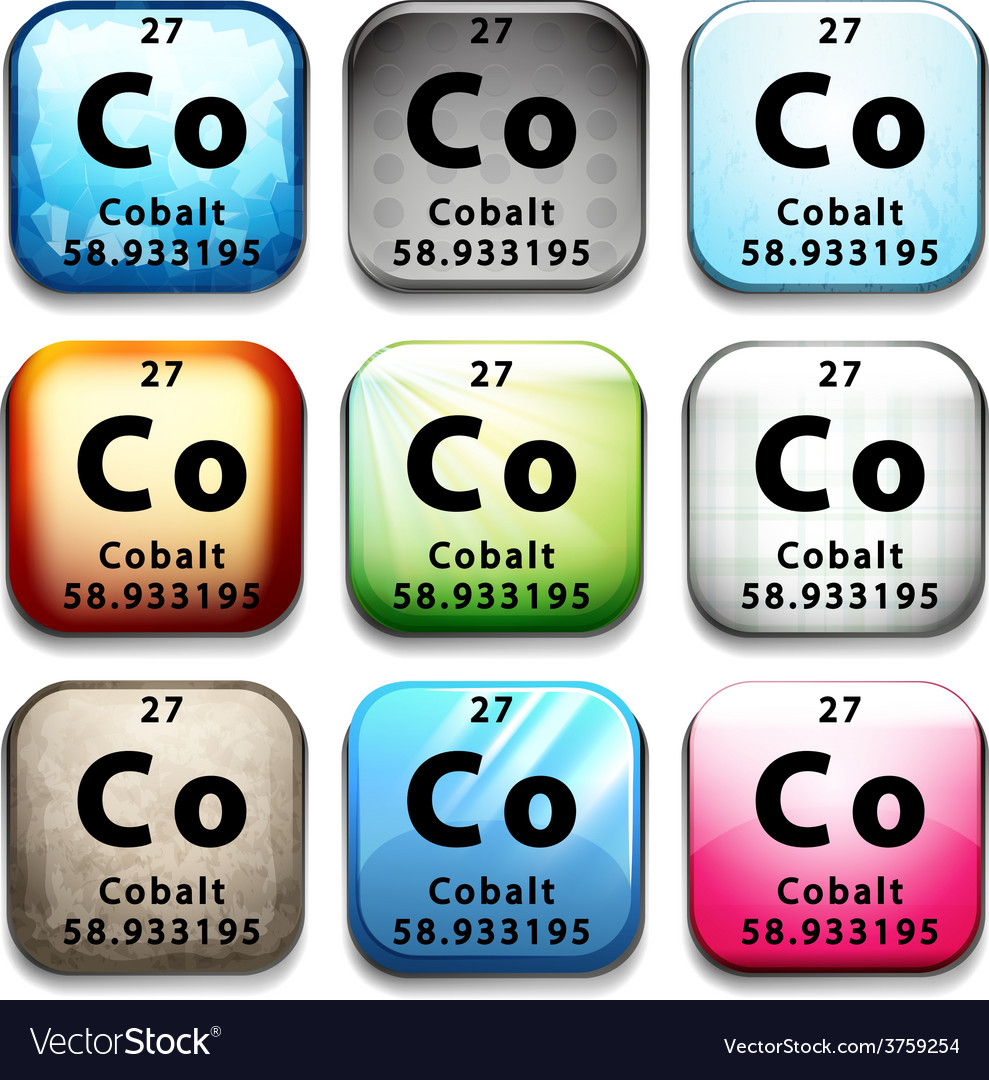 A button showing the chemical element cobalt