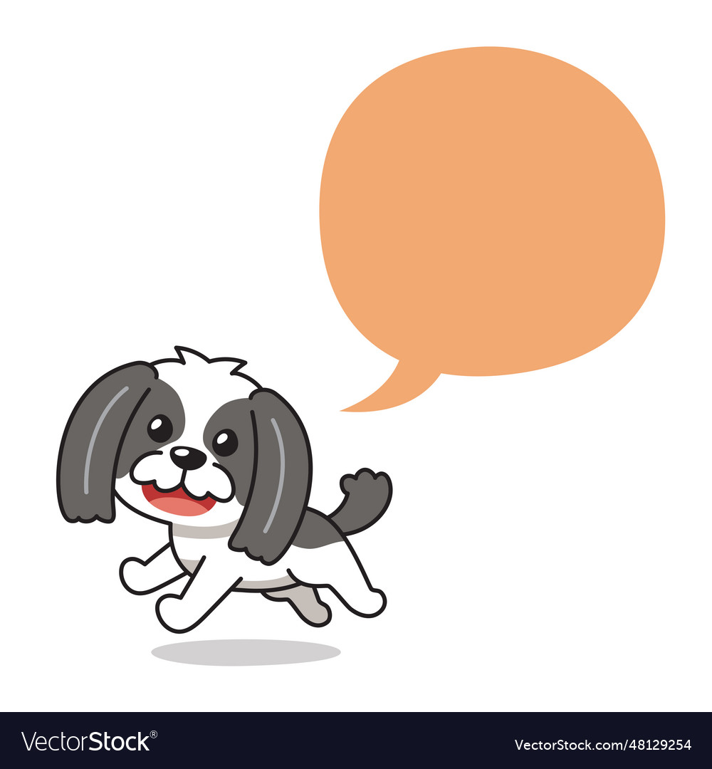 Cartoon character shih tzu dog with speech bubble