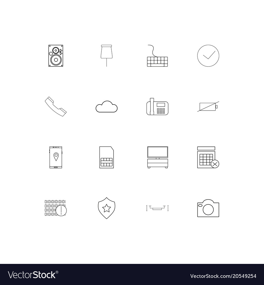 Devices simple linear icons set outlined